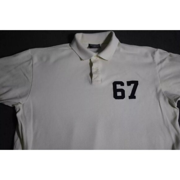 VTG Polo Ralph Lauren Jeans Rugby Golf Polo Shirt Men L White US Flag Embroidery - Picture 2 of 9